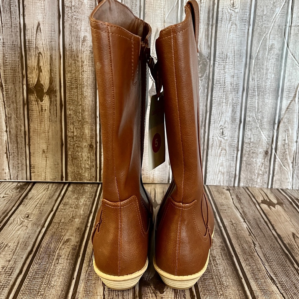 Cat & Jack Tall Riding Boots Big Girls Size 5 Brown NWT - Picture 5 of 8